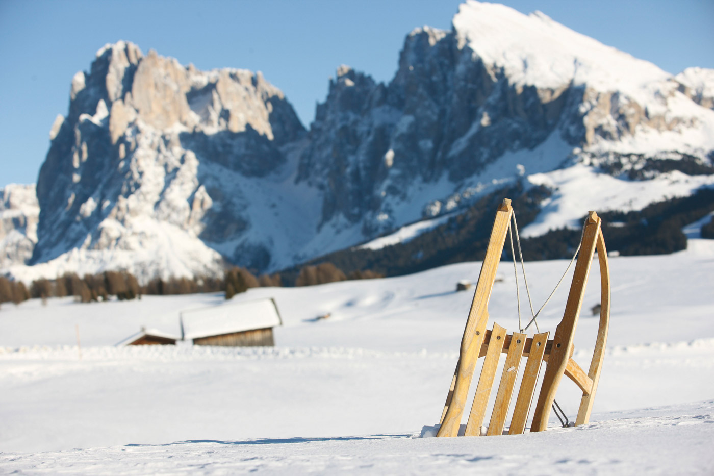 Rodeln vor Langkofel